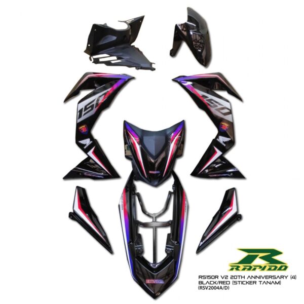 ΠΛΑΣΤΙΚΑ RAPIDO HONDA GTR150 V2 20TH ANNIVERSARY (4) BLACK / RED (STICKER TANAM)